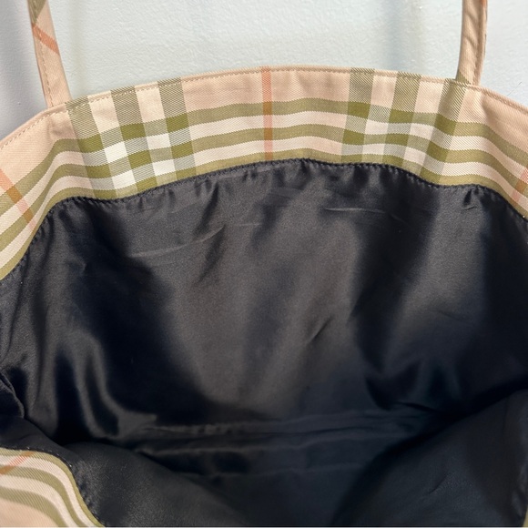 Burberry Signature Plaid Tote Check Fabric Green Orange - Picture 6 of 16